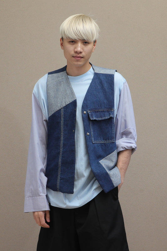 Patchwork Denim Waistcoat