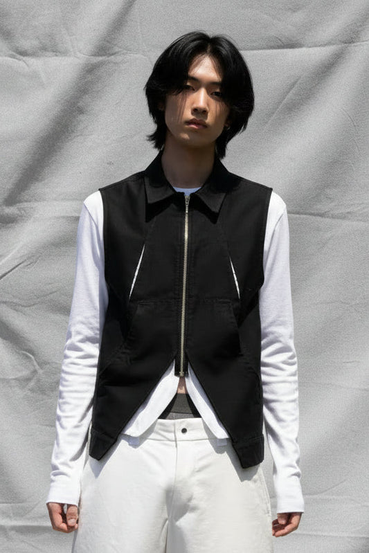 Flapper Layered Gilet (Black)