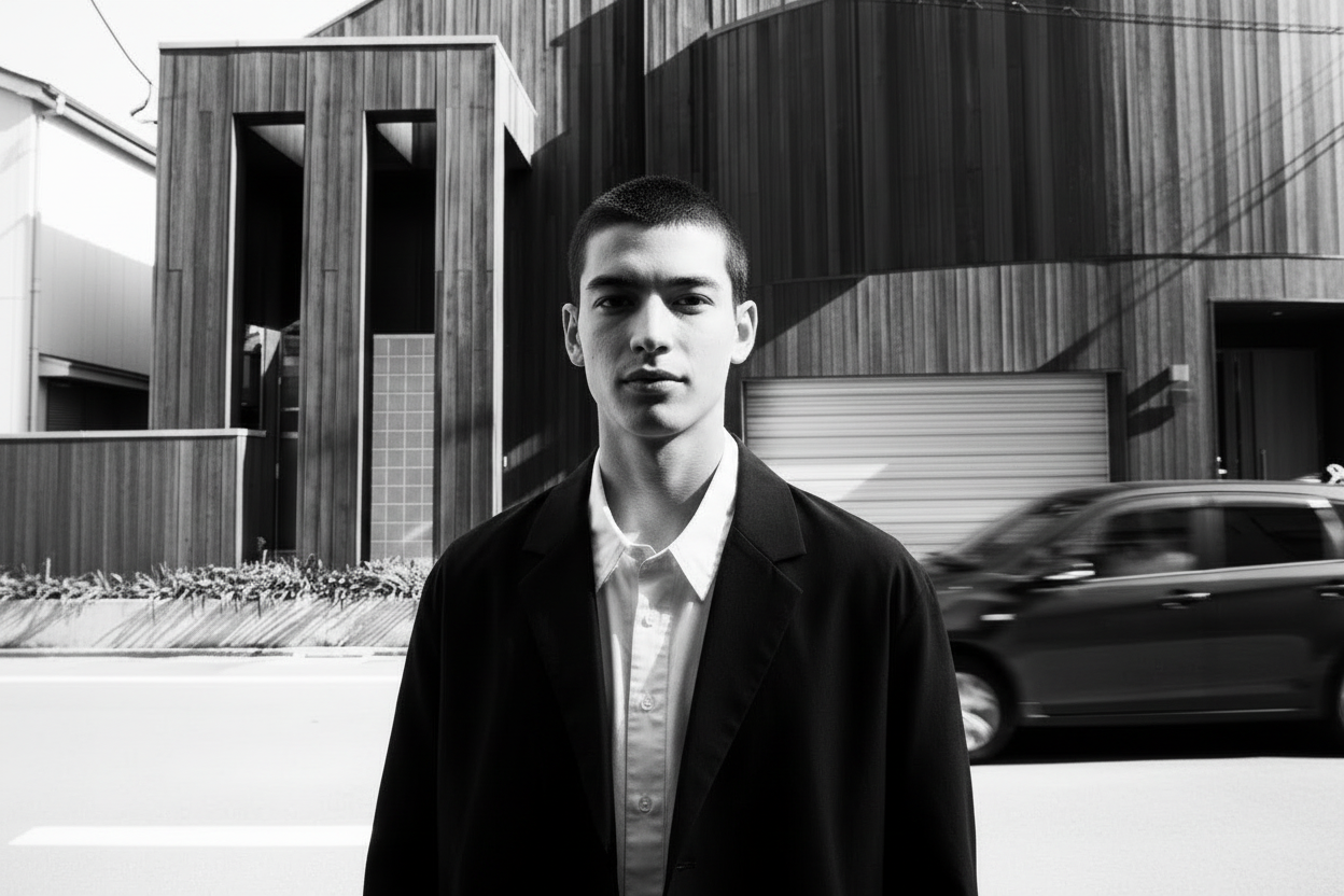Image banner with 25-year-old Japanese male model